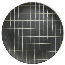 Black Grid Bamboo Plate