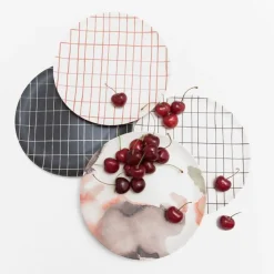 Black Grid Bamboo Plate