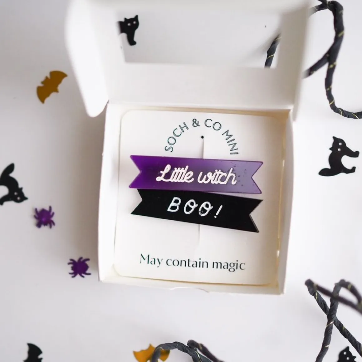 Boo / Little Witch Acrylic Hair Clip Set