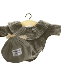 Colette Double Gauze Cotton Bodysuit | Olive Green for Minikane x Gordis Dolls