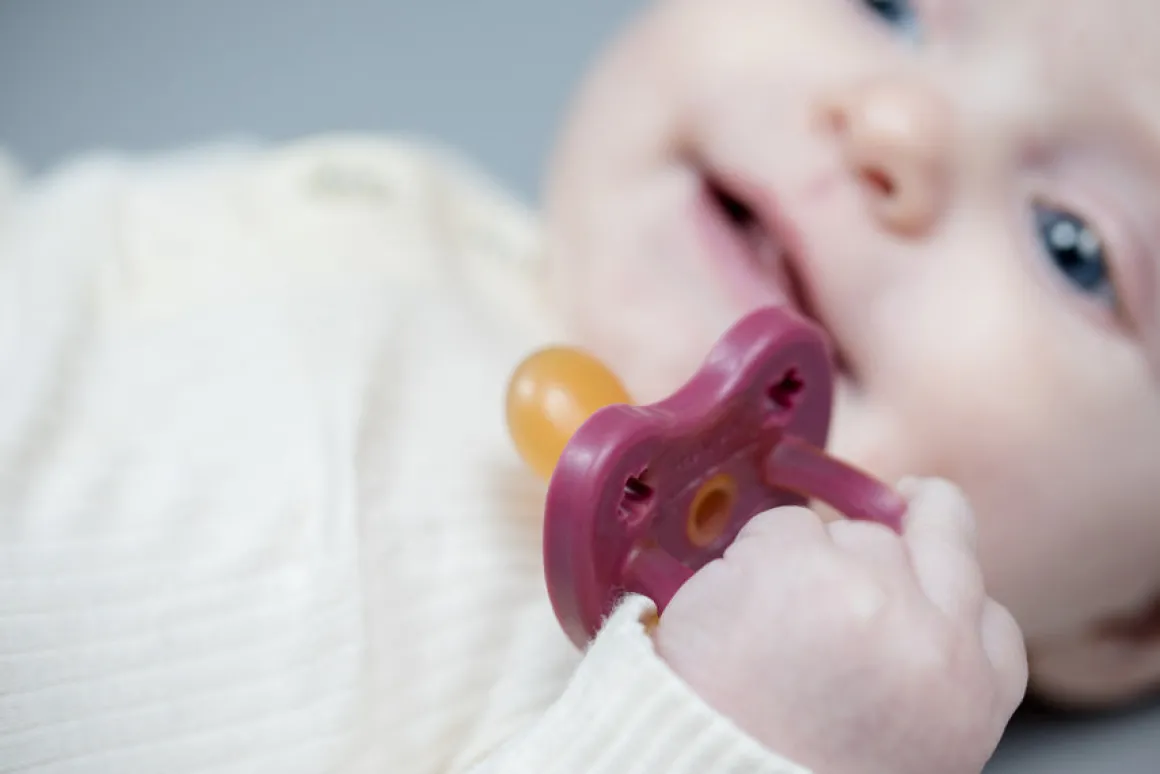 Colourful Pacifier 3-36 mth - Round in Ruby