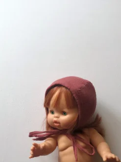 Cotton Gauze Round Bonnet for Minikane x Gordis 34cm Dolls | Burgundy