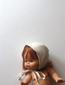 Cotton Gauze Round Bonnet for Minikane x Gordis 34cm Dolls | Milk