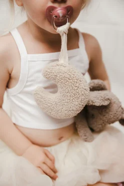 Cuddly Pacifier Holder | Teddy Beige