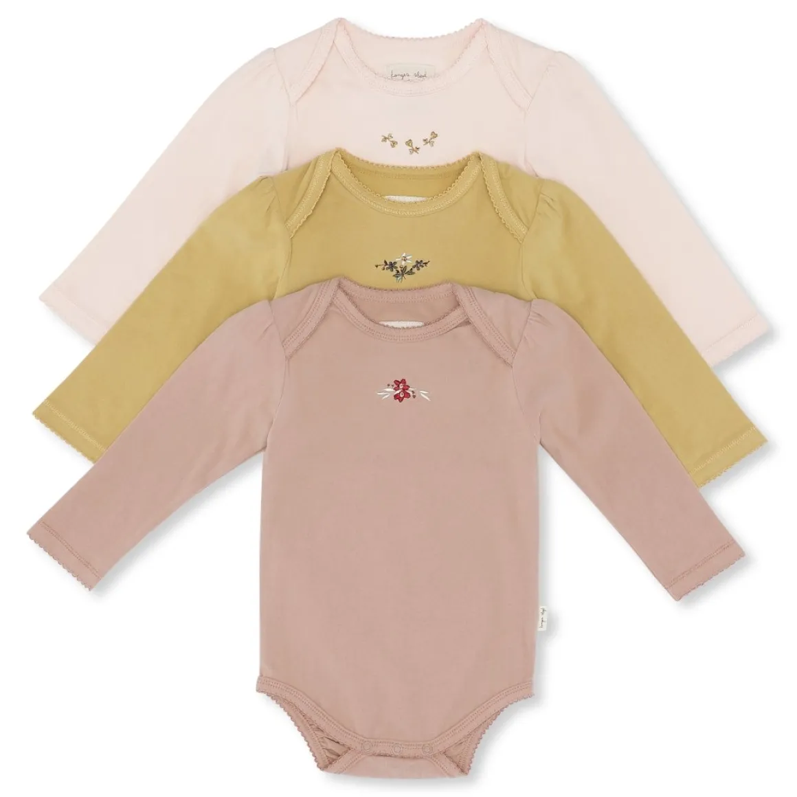 CUE 3 Pack Embroidery Bodysuit | Rosy, Roebuck & Mustard