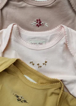 CUE 3 Pack Embroidery Bodysuit | Rosy, Roebuck & Mustard