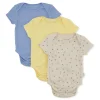 CUE 3 Pack Short Sleeved Ribbed Bodysuit