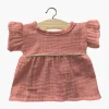 Daisy Double Gauze Cotton Dress with Piping | Petal Pink for Minikane x Gordis Dolls