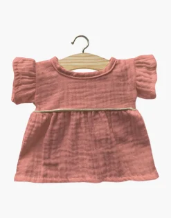 Daisy Double Gauze Cotton Dress with Piping | Petal Pink for Minikane x Gordis Dolls