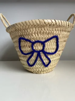 Embroidered 'Bow' Mini Basket | Navy