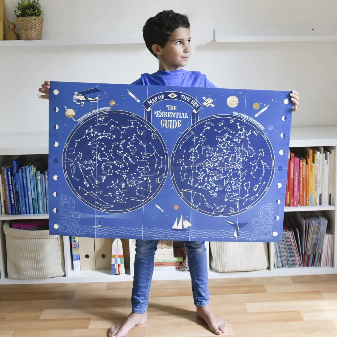 Giant Activity Sticker Poster - Sky Map Glow in the Dark with 640 Repositionable Stickers by Poppik