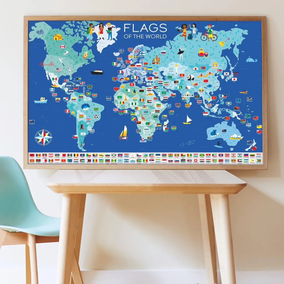 Giant Activity Sticker Poster - Flags of The World with 200 Repositionable Stickers by Poppik