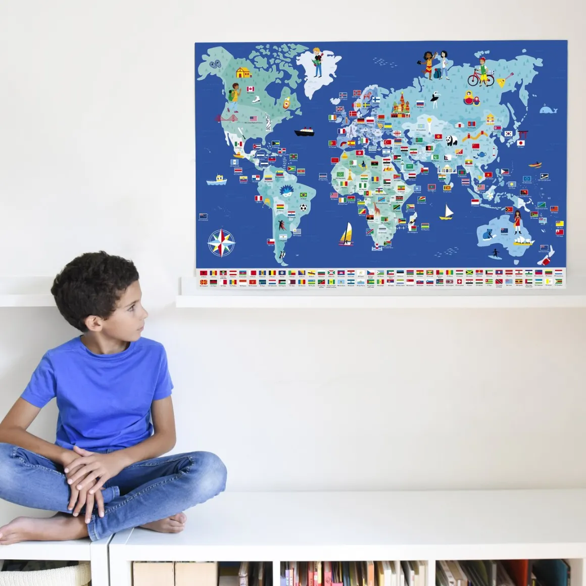 Giant Activity Sticker Poster - Flags of The World with 200 Repositionable Stickers by Poppik