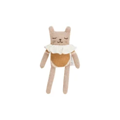 Kitten Knitted Soft Toy in Ochre Bodysuit