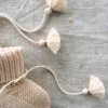 Knitted Booties with Embroidered Pouch - Beige