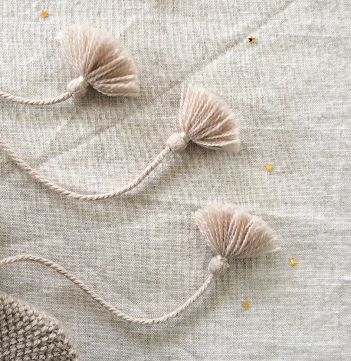 Knitted Booties with Embroidered Pouch - Taupe