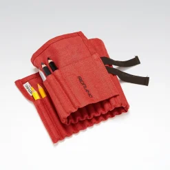 Linen Pencil Case with 24 Coloured Pencils in Coral