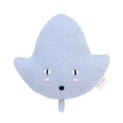 Mini Leaf Knitted Cushion in Baby Blue