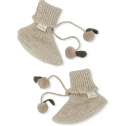 Miro Knit Booties with Pompoms Tie String
