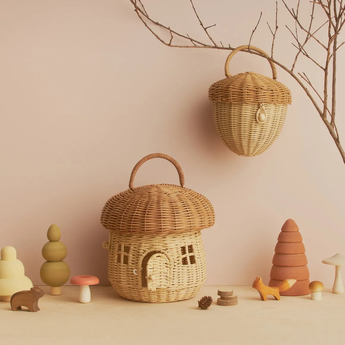 Olli Ella Rattan Acorn Bag