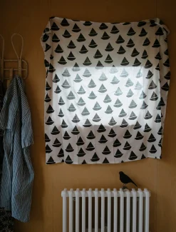 100% Organic Boat Boat Muslin Blanket, White/Black by Fine Little Day