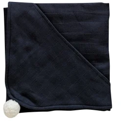Organic Hooded Muslin Towels with White Pom Pom | Multiple Colours