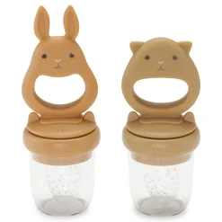 2 Pack Silicone Fruit Feeding Pacifier | Almond/Terracotta