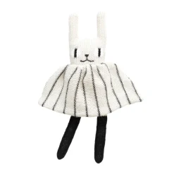 Rabbit Knitted Soft Toy in Black and White Striped Dress