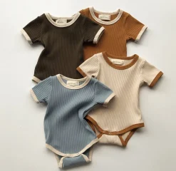 Retro Ringer Ribbed Bodysuit - Olive by bel & bow