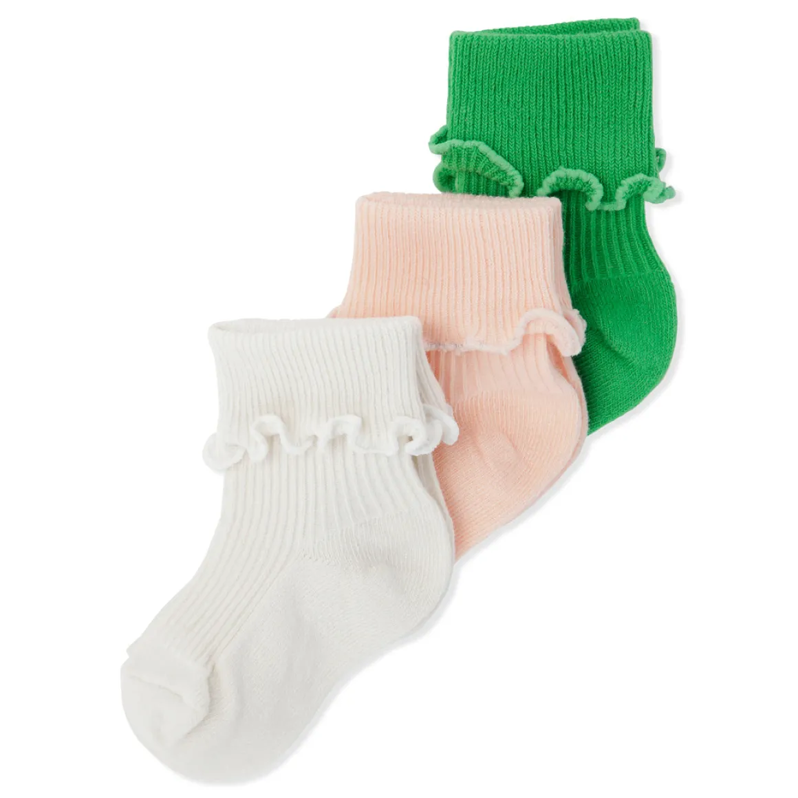Rib Frill Socks Pack of 3 | Summer Green