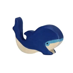 Small Blue Whale Wooden Figure