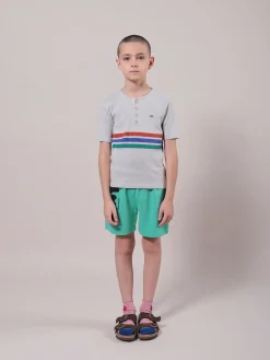 Stripes Buttoned Organic Cotton T-Shirt