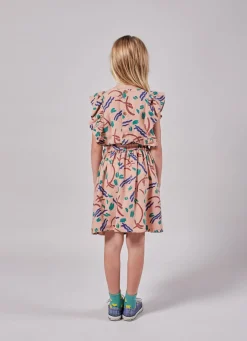 Strokes All Over Ruffle Organic Cotton Dress