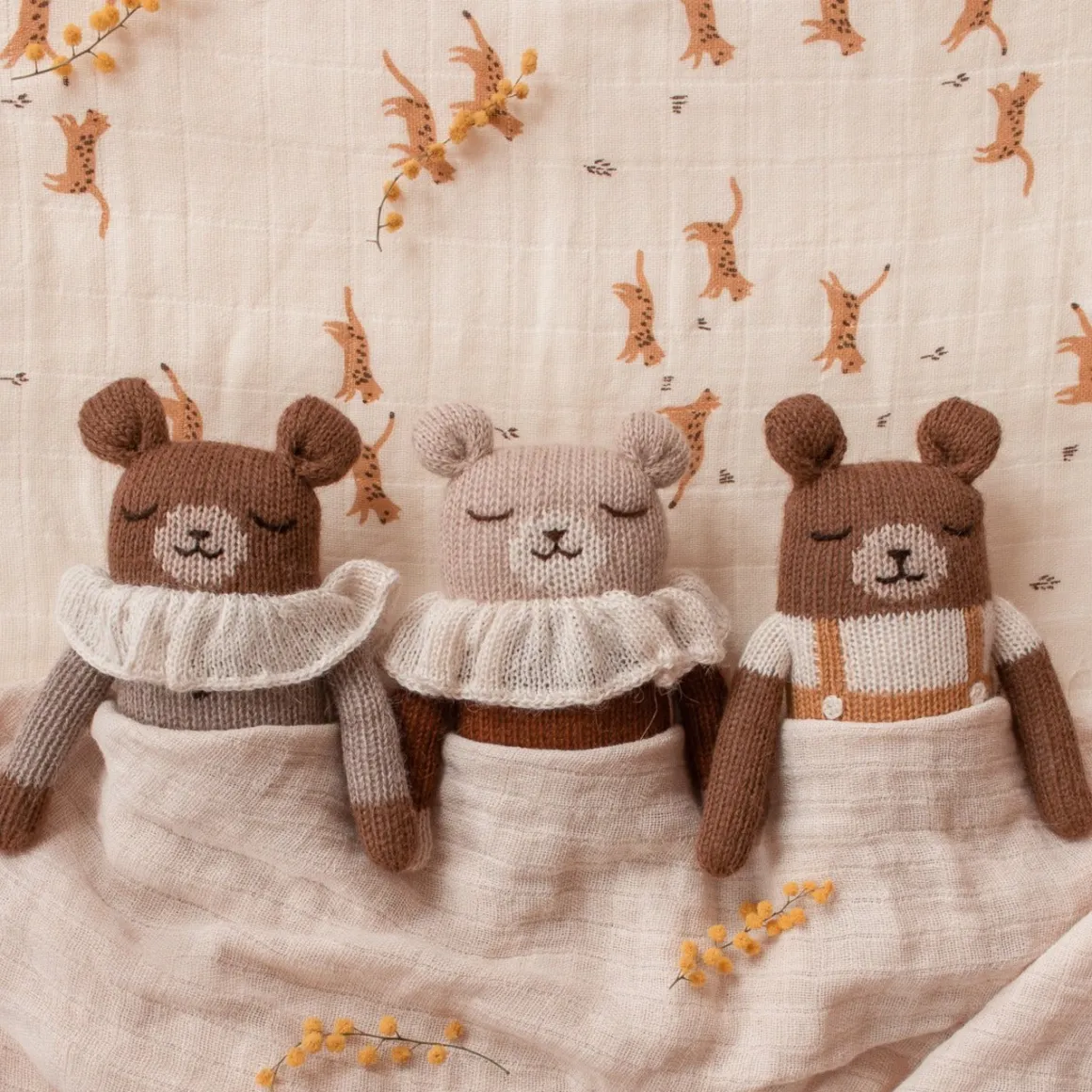 Teddy Knitted Toy in Oat Pyjamas