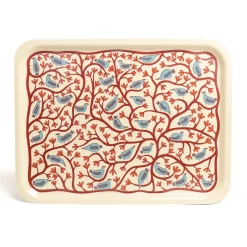 Tree and Bird Illustrated Tray in Cream by Mia Nilsson