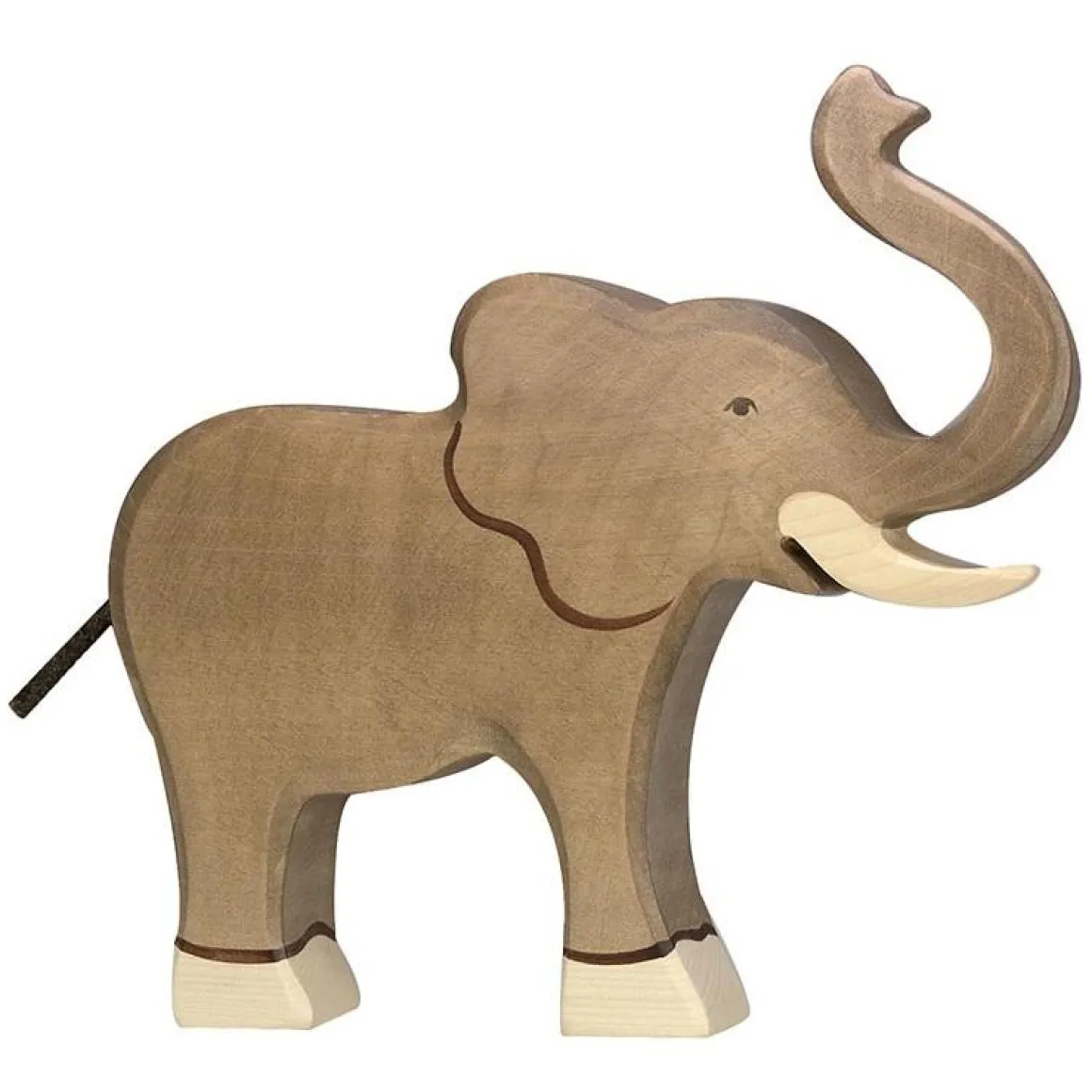 Trunk Raised Elephant Wooden Figure