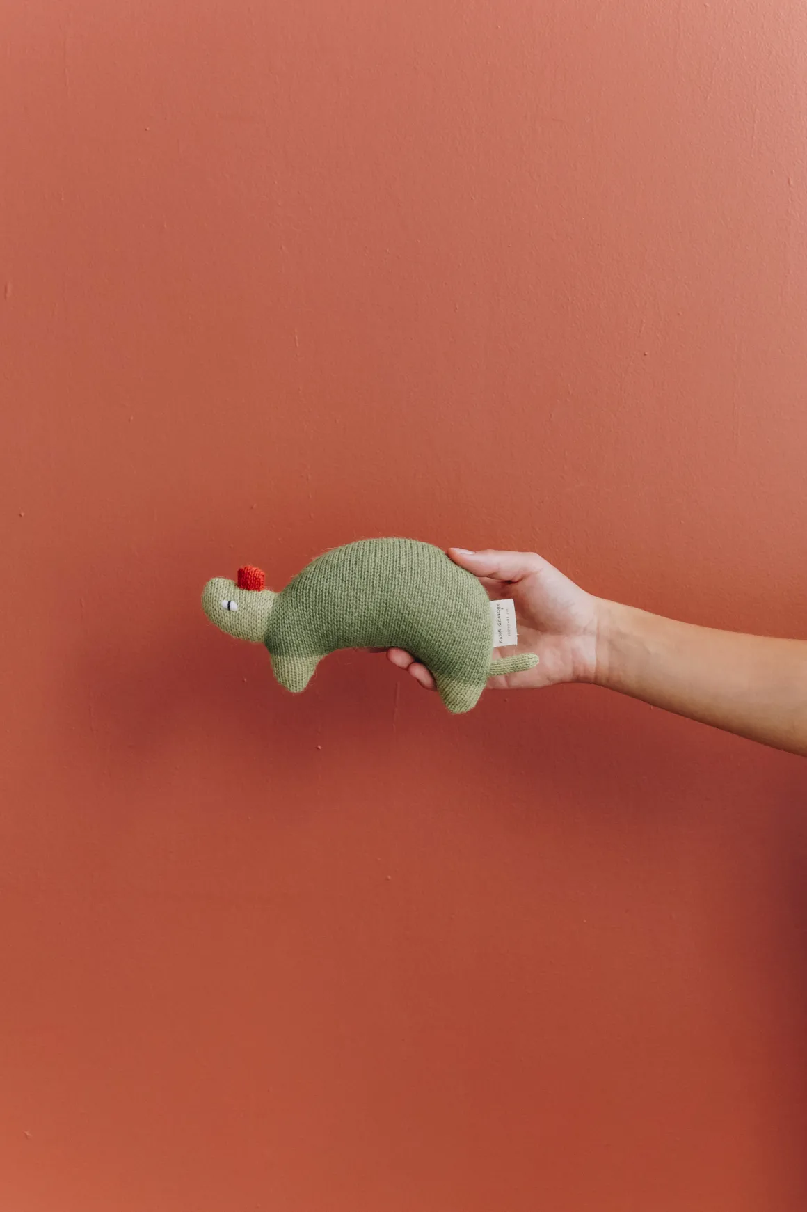 Turtle Knit Toy in Olive Green by Main Sauvage