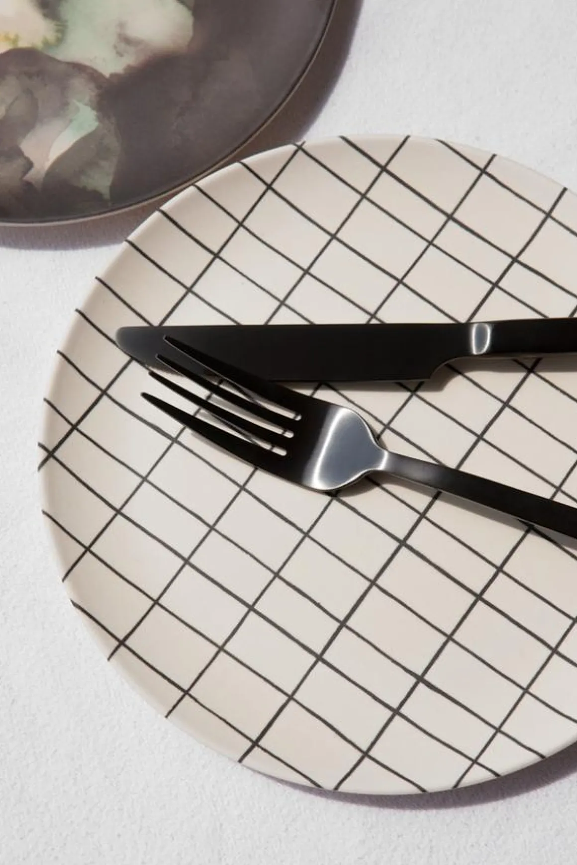 White Grid Bamboo Plate