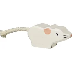 White Mouse Wooden Figure