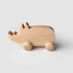 Wooden Rhino with Wheels