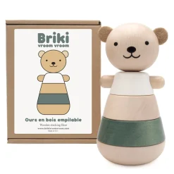 Wooden Stacking Bear in Grey by Briki Vroom Vroom