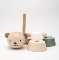 Wooden Stacking Bear in Grey by Briki Vroom Vroom