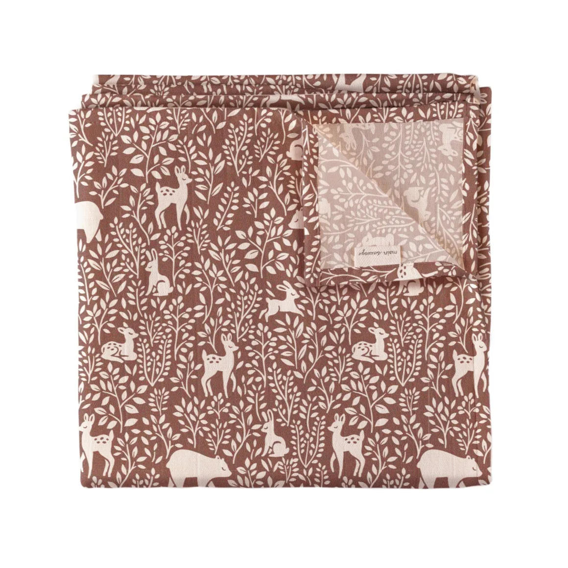 Woodland Print Muslin Swaddle Blanket